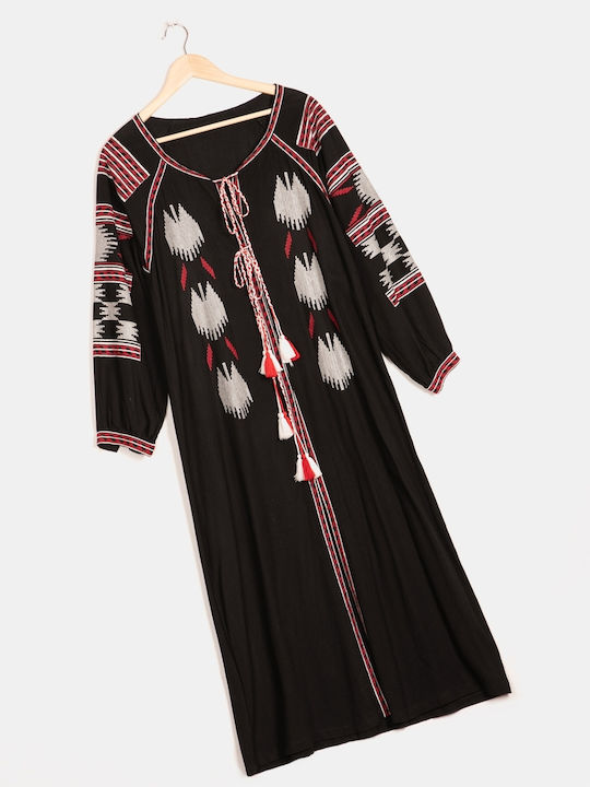Φόρεμα Μάξι Folklore Μέγεθος One Size Μαύρο