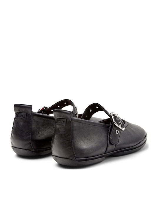 Right Nina Anatomische Damen-Lederballerinas mit Riemchenverschluss Schwarz