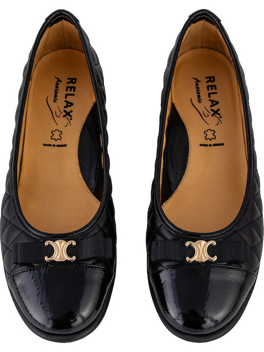 Schwarze Lederballerinas für Damen