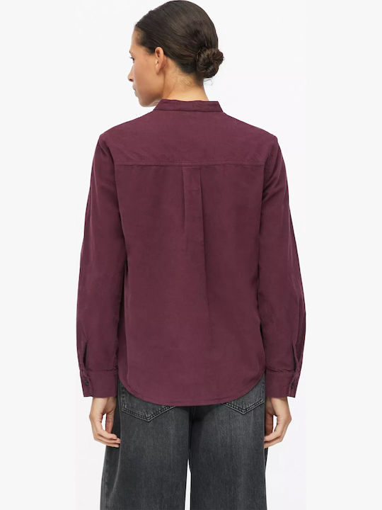 Long Sleeve Women's Burgundy Corduroy Shirt