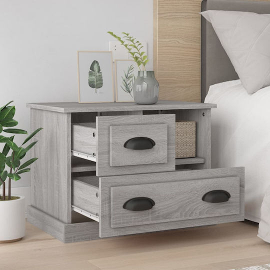 Wooden Bedside Table Grey 60x39x45cm