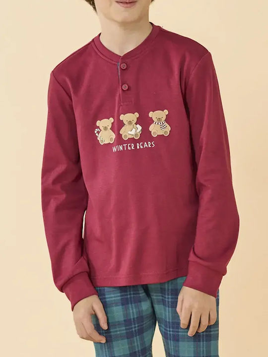 Noidinotte Kids’ Winter Cotton Pyjamas Burgundy
