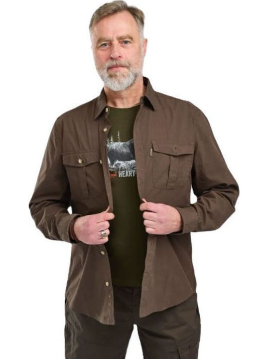 Long Sleeve Shirt in a Regular Fit Dark Olive