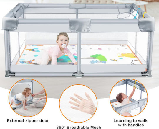 Children's Playpen Happykid 4 Lifting Rings Mat Balls Protective Net Zipper Door Dimensions 120x120x65cm