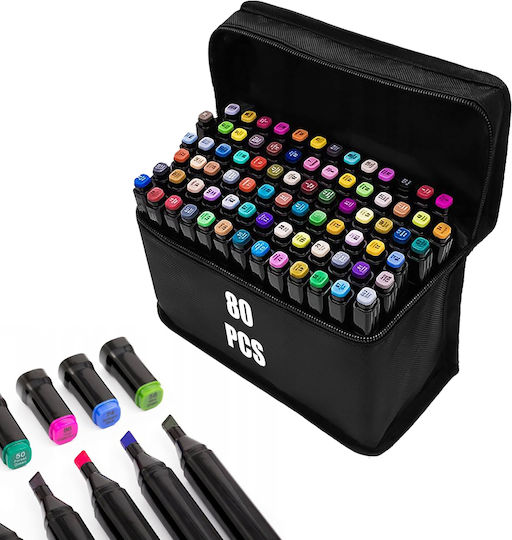 Markere Permanente Multicolore 1 mm Set de 80 de culori