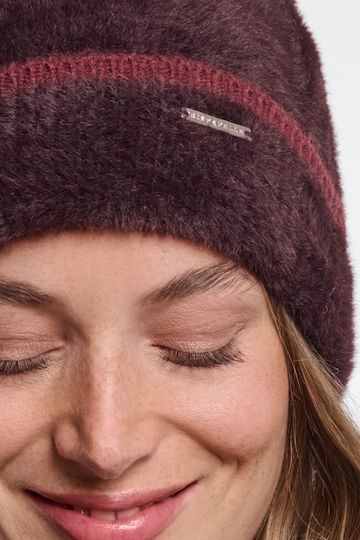 Unisex Fleece Knitted Beanie in Burgundy