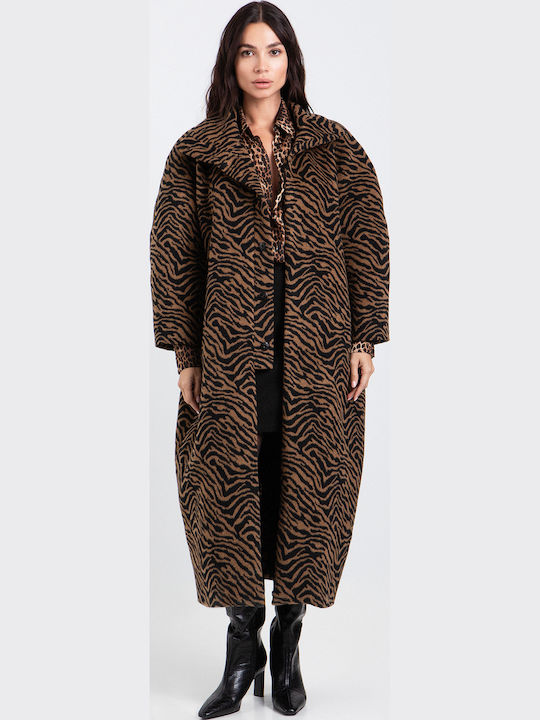 Γυναικείο Παλτό Καφέ Oversized