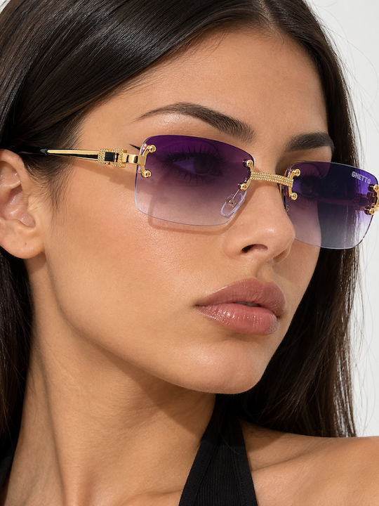 Unisex Γυαλιά Ηλίου με Μεταλλικό Σκελετό Purple / Gold Ντεγκραντέ