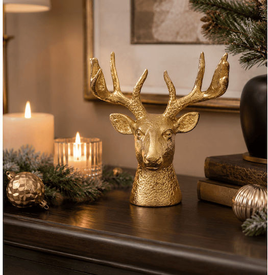 Due esse Christmas Reindeer Figure Gold 15 cm Tall