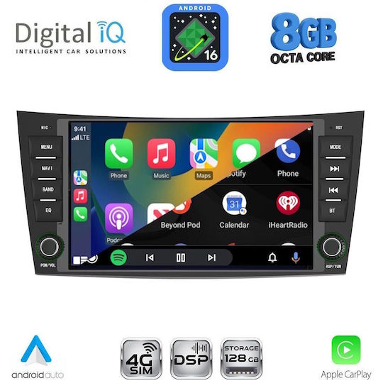 Digital IQ Auto-Audiosystem für Mercedes-Benz E-Klasse / CLS-Klasse 2003–2009 (Bluetooth/USB/WiFi/GPS/Apple CarPlay/Android Auto) mit 7-Zoll-Touchscreen