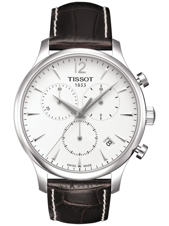 Tissot T-classic Tradition Chrono Ceas Bărbătesc Cronograf cu Baterie și Curea din Piele Maro Tissot T-classic Tradition Chrono Ceas Bărbătesc Cronograf cu Baterie și Curea din Piele Maro