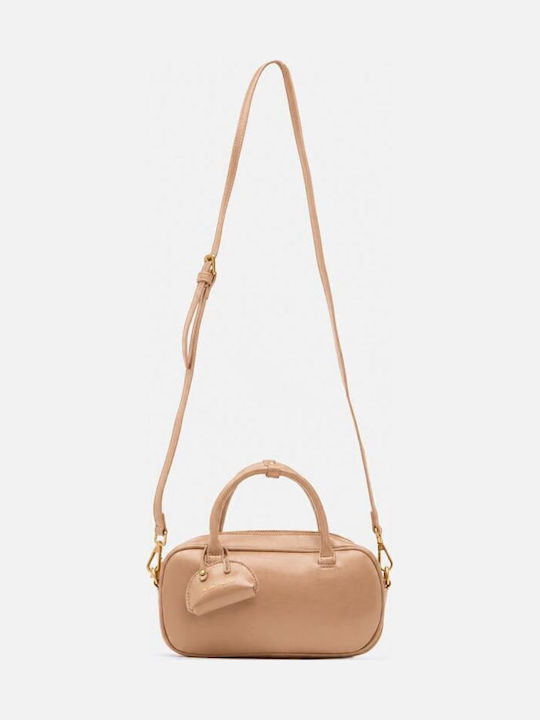 Beige-Dunkle Damenhandtasche aus Stoff