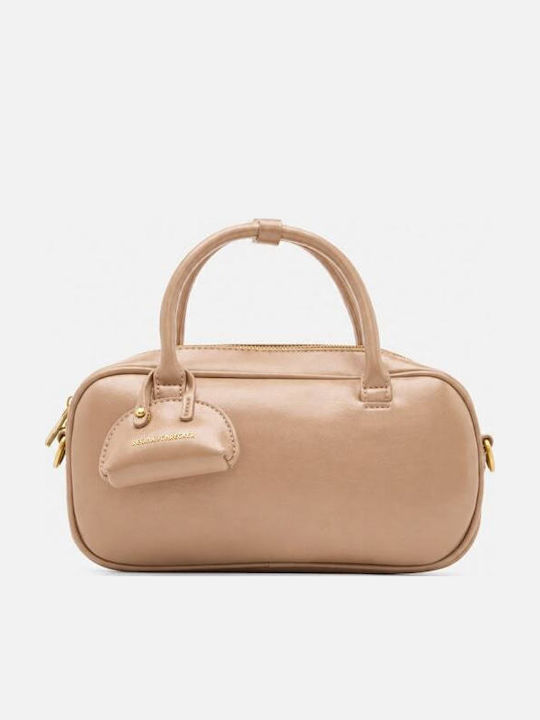 Beige-Dunkle Damenhandtasche aus Stoff