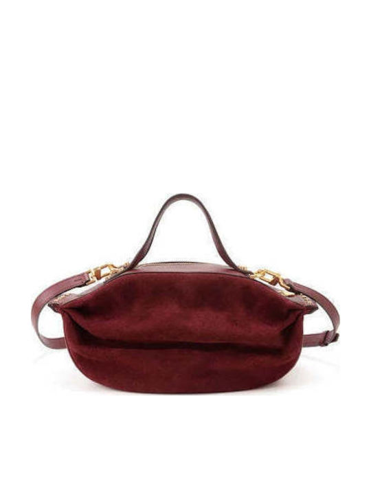 Leather Women's Tote Bag Suede Burgundy