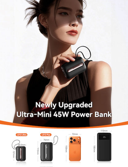 Joyroom JR-L012 Ultra Powerbank 20000 mAh 45 W mit USB-A- und USB-C-Anschluss Schwarz