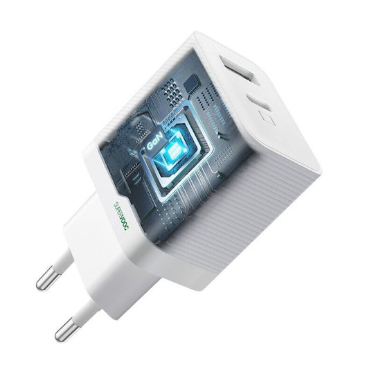 Oppo Зарядно Устройство Без Кабел с USB-A Порт и USB-C Порт 45W Power Delivery Бяло (OSAB4CB4AE)
