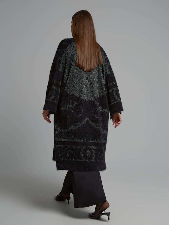 Lange Damenstrickjacke Schwarz