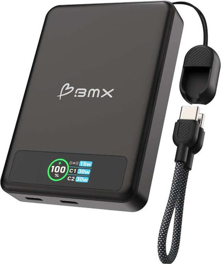 BMX SolidSafe Duo MagSafe Qi2 Външна батерия 10000 mAh 15 W с USB-C порт Черна