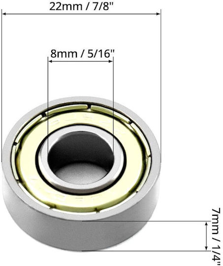 Set de 20 Rulmenți Metalici 608zz Cu Dublu Ecran de Protecție 8 X 22 X 7 Mm, Prelubrifiați, Pentru Trotinete, Skateboarduri, Role și Imprimante 3D, Argintii