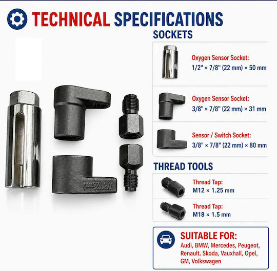 Set de Tubulare pentru Senzor Lambda 5 Buc Gebotools