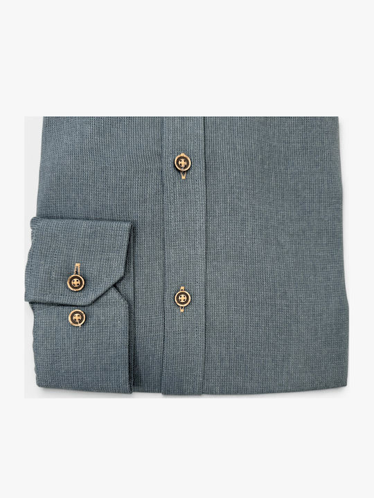 Long-Sleeve Shirt in Regular Fit Petrol Blue