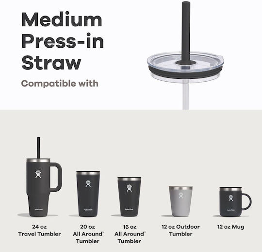 Hydro Flask Medium Press Πώμα Ενσωματωμένο Καλαμάκι Pislcm-clear