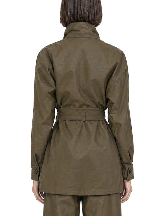 Moutaki Jacke aus Kunstleder in Khaki