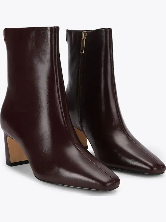 Lederne Damen-Ankle-Boots mit hohem Absatz Wine