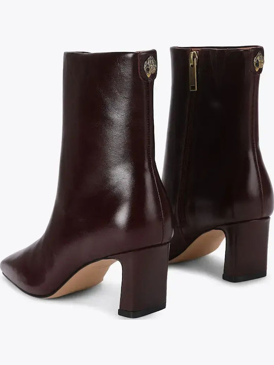 Lederne Damen-Ankle-Boots mit hohem Absatz Wine