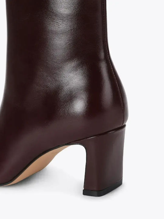 Lederne Damen-Ankle-Boots mit hohem Absatz Wine