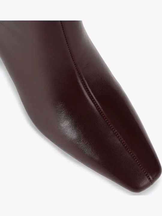 Lederne Damen-Ankle-Boots mit hohem Absatz Wine