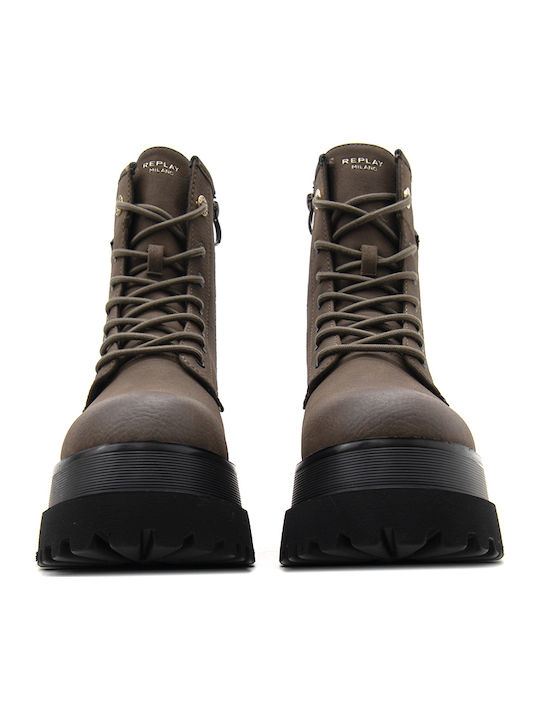 Replay Any Icon Damen Biker-Stiefeletten Braun