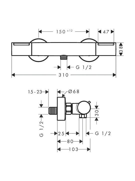 Hansgrohe Ecostat Thermostatische Duscharmatur mit Mischer