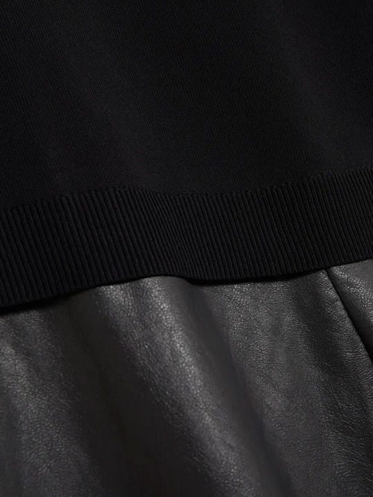 Midi-Kleid Langärmlig Black