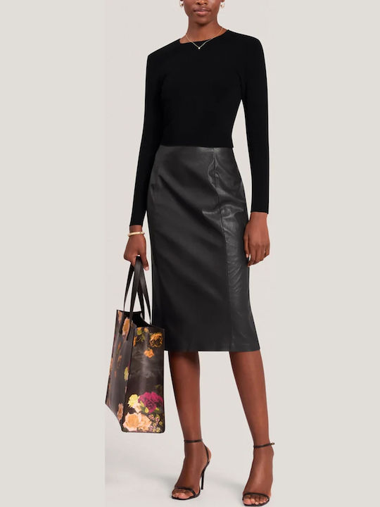 Midi-Kleid Langärmlig Black