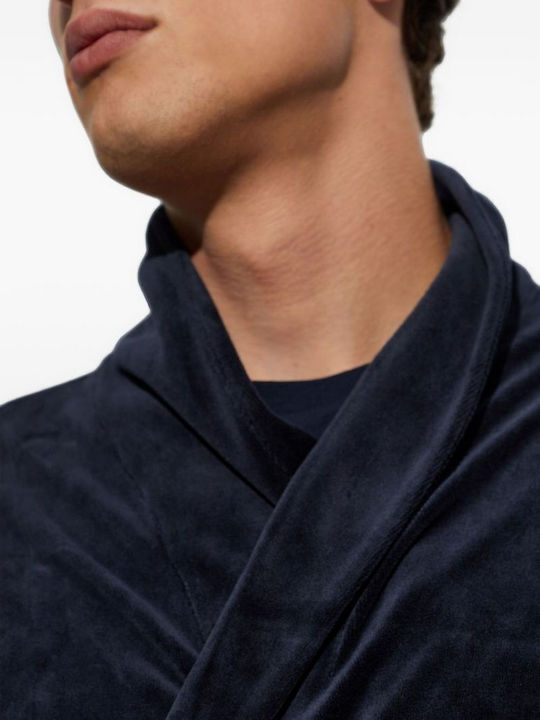 Emporio Armani Winterlicher Herren-Baumwollbademantel Armani Blue