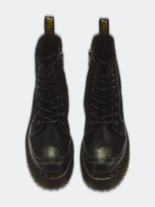 Damen-Lederkampfstiefel mit Mittlerem Absatz Black