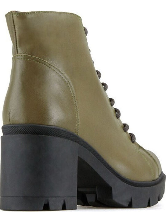 Leather Women's Ankle Boots Green