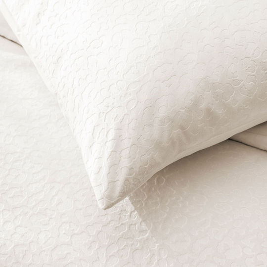 L-c Fauve Duvet Cover Set 240x220cm Super Double with 4 Pillowcases Ivory