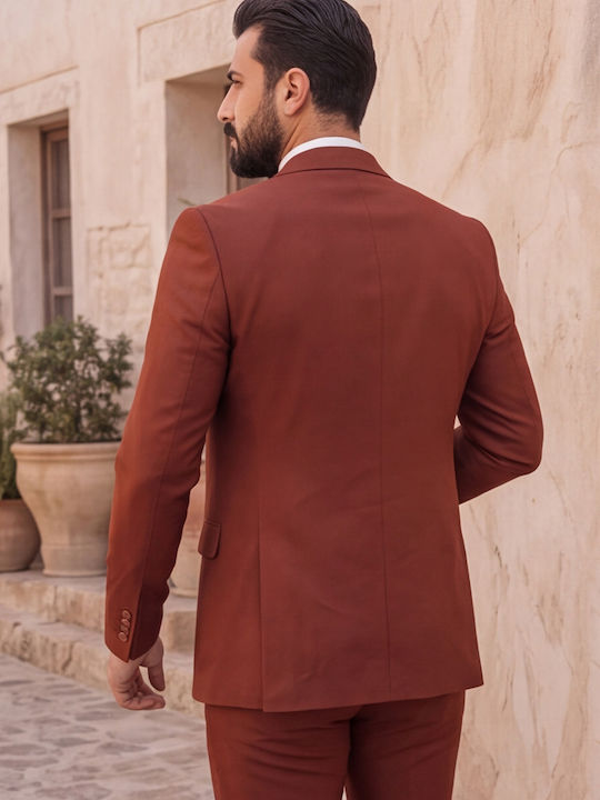 Men's Groom's Suit with Vest in a Slim Fit Rust