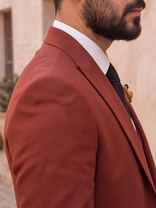 Men's Groom's Suit with Vest in a Slim Fit Rust