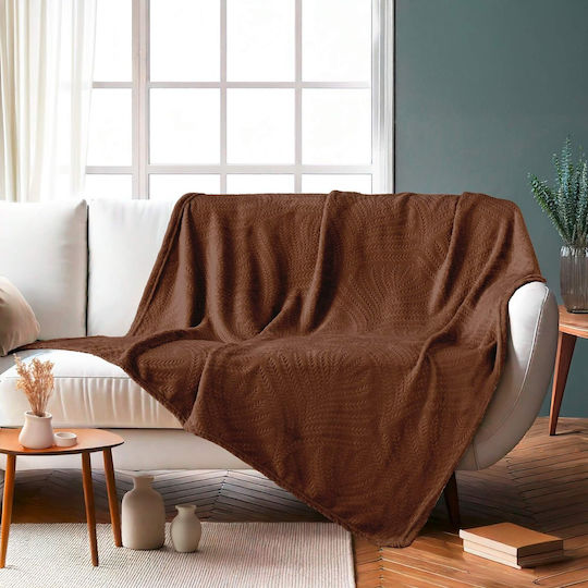 L-c Nelia Κουβέρτα Fleece Καναπέ 125x150εκ. Καφέ