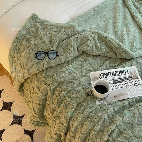Ehome Sherpa Blanket Double 220x240cm Mint Sherpa Knitted Double Blanket 220X240 LUC-PLEXTO220-Mint