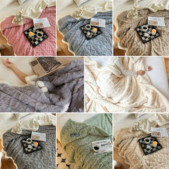 Ehome Sherpa Double Blanket 220x240cm Grey Knitted Sherpa Double Blanket 220x240 LUC-PLEXTO220-Grey