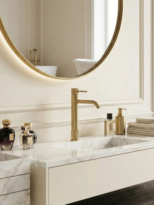 Rea Lungo Stripe Hohe Goldene Einhebel-Waschtischarmatur