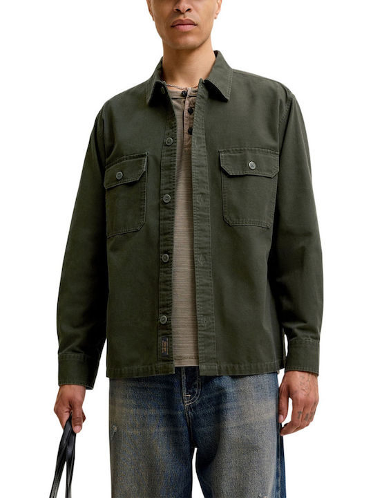 Jjecolton Overshirt din Bumbac cu Mânecă Lungă, Regular Fit, Kaki