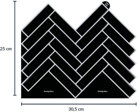 3D Wall Panels Plastic Self-Adhesive Black 30.5x25cm