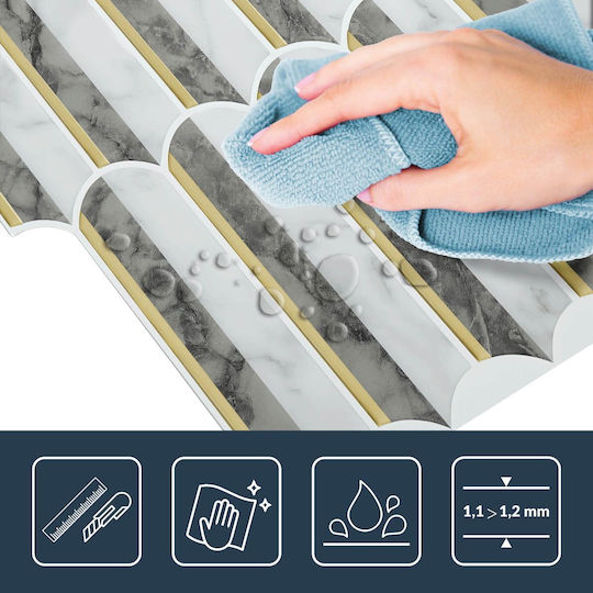 3D Wall Panel in Grey Self-Adhesive Plastic 30.5x25 cm
