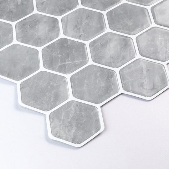 3D Wall Panels Self-Adhesive Plastic Grey 30.5x25cm