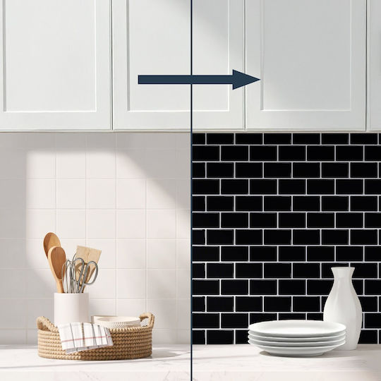 3D Wall Panels in Black Adhesive Plastic 30.5x25 cm